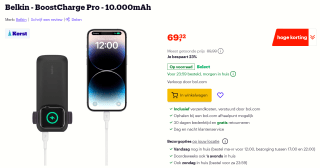 Belkin - BoostCharge Pro - 10.000mAh voor €69,32 bij Bol.com