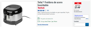 Freidora de acero inoxidable 1kg marca Tefal por 27,49€