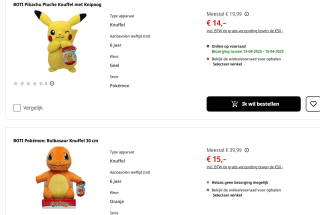 Diverse Boti Pokemon knuffels vanaf €10 bij Mediamarkt