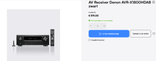 Denon AVR-X1800H AV Receiver met DAB-Radio voor €519 bij Taelmanhome
