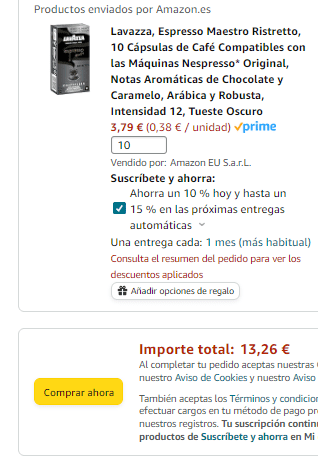 180 capsulas Dolce Gusto NESCAFÉ Espresso Intenso, Intensidad 7 por 31,38€ salen por 0,17€ preciazo