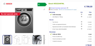 BOSCH WGG244FINL Wasmachine (9 kg, 1400 rpm, A) voor €724 na cashback bij Beterwitgoed