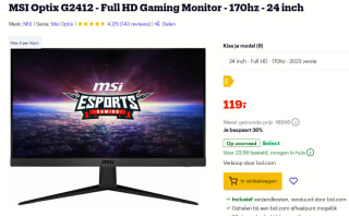 MSI Optix G2412 - Full HD Gaming Monitor voor €119 bij Bol.com