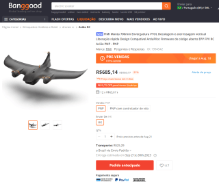 Drone da FIMI Manta de 700mm de Envergadura - R$ 685,14