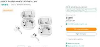 Belkin SoundForm™ Freedom True Wireless Earbuds - 2 pack voor €59,99 bij Art & Craft