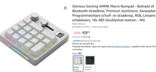 Glorious GMMK - Numpad Bedraaad & draadloos - bluetooth voor €69,99 bij Amazon