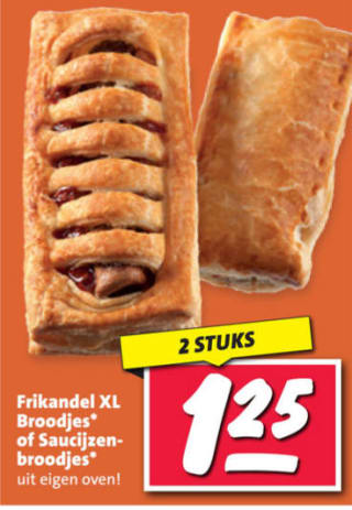 2 XL Frikandel broodjes voor €1,25 bij de Nettorama