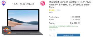 Microsoft Surface Laptop 4 13.5" a $18,999 en Costco