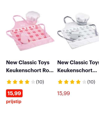 Korting bij Bol.com op New Classic Toys Keukenschort Blauw Inclusief Kookmuts en Ovenwant