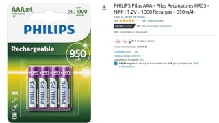 Philips R03B4A95/10 Pilas Recargables 950mAh AAA HR03 4 Unidades por 5.45€