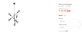 Hanglamp Trio Leuchten Cross zwart voor €29,99 bij FonQ