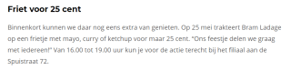 Frietje voor 25cent bij Bram Ladage in Den Haag
