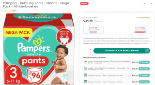 Pampers Baby Dry Pants (maat 3) 96 luiers voor €24,99 bij Babydrogist