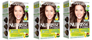 3 Botes de Garnier Nutrisse Creme Coloración Nutritiva Permanente, Tinte 100 por ciento Cobertura de Canas con Mascarilla Nutritiva, Color Castaño por 7.86€