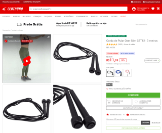 Corda de Pular da Oxer, modelo Slim CST12 de 3 metros - R$ 11, 99