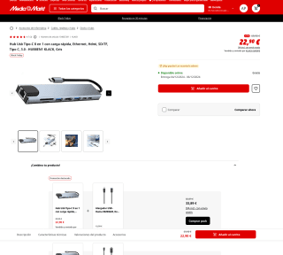 Hub Usb Tipo-C 8 en 1 con carga rápida Ethernet Hdmi SD/TF Tipo C, 3.0 HUB8EN1 KLACK por solo 22,90€