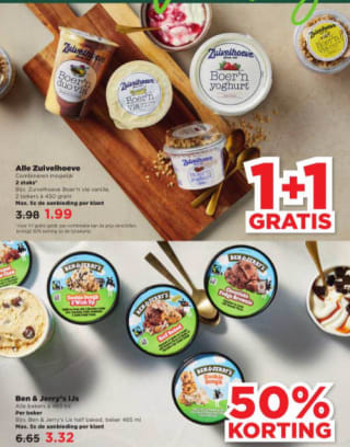 Diverse producten met 1+1 gratis bij de Plus