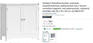 VASAGLE badkamermeubel met 2 deuren voor €36,99 bij Amazon