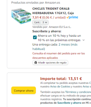 360 Chicles Trident Oralb Hierbabuena por 13,51€
