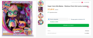 Muñeca y mascotas interactiva Super Cute Rainbow Party Doll por 27.49€