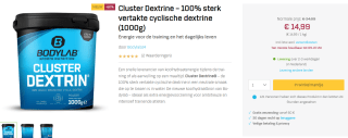 1kg Cluster Dextrin voor €14,99 bij Bodylab