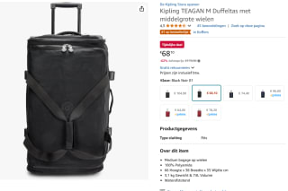 Kipling TEAGAN M Reiskoffer voor €68,10 bij Amazon