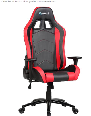 Silla Gaming Profesional Takamikura, Polipiel marca Newskill color rojo por 124,95€