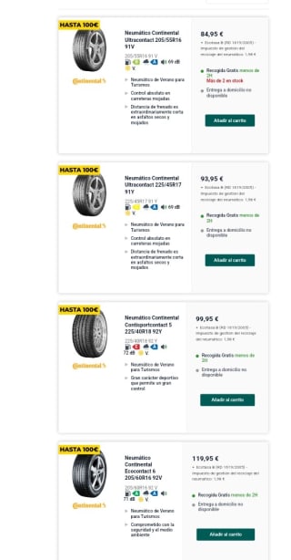 -100€ de Descuento directo Neumáticos Continental.