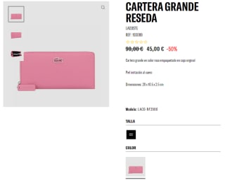 LACOSTE - Cartera reseda rosa por 45€