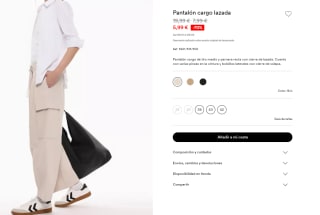 Pantalón cargo de tiro medio y pernera recta con cierre de lazada para Mujer por 5.99€