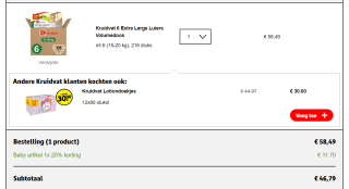 Kruidvat 6 Extra Large Luiers Volumedoos mt 6 (15-20 kg), 216 stuks voor € 46,79 bij Kruidvat