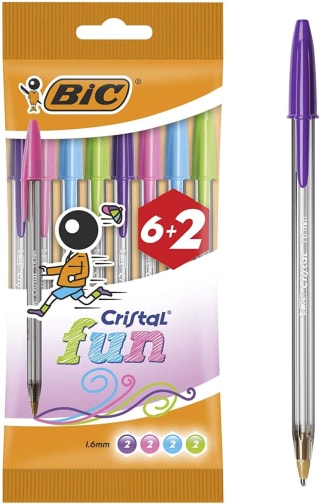 Pack 8 Bic Cristal Bolígrafos Colores Surtidos, Fun, Punta Ancha por 2,05€