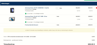 Samsung Galaxy S23 FE 128GB/8GB + Samsung Galaxy Tab A8 10.5" 32GB - Zilver voor €699 bij Proshop