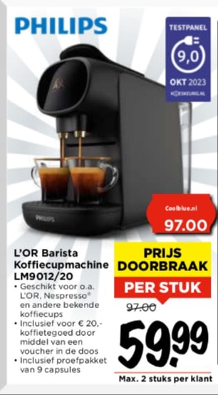 L'OR Barista Kofiecupmachine LM9012/20 + €20 koffietegoed voor €59,99 bij Vomar