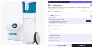 BRITA - Botella Filtrante de Agua Vital, 3 Filtros MAXTRA+ y 1 Filtro MicroDisc de Regalo por 12.32€ (Cuenta Nueva 6.16€)