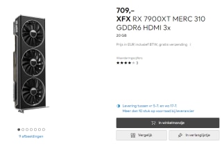 XFX RX 7900XT MERC 310 videokaart voor €709 bij Galaxus