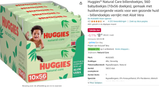 10x Huggies Billendoekjes Natural Care 10x56= 560 stuks voor €8,49 bij Amazon