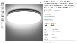 Plafón LED Techo 18W IP54 Impermeable 4500K Blanco y Cálido por 9,99€