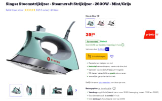 Singer Steamcraft stoomstrijkijzer voor €39,99