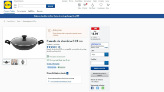 Cazuela de aluminio Ø 28 cm por 13,99€