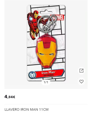 Llavero 3D Marvel Los Vengadores Casco Iron Man por 4,84€.