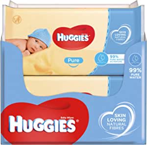 Huggies Billendoekjes Pure 99% Water 10 x 56 = 560 doekjes voor €7,99 bij Amazon
