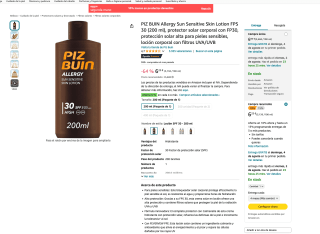 Piz buin protector solar corporal por 6,25€
