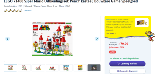LEGO 71408 Super Mario Uitbreidingsset: Peach’ kasteel voor €79,99 bij Toychamp