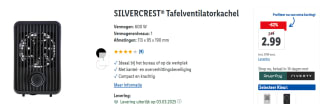 SILVERCREST® Tafelventilatorkachel 600 Watt voor €2,99 in de Lidl webshop