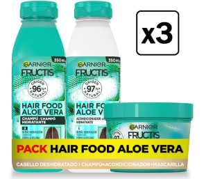3 Unidades de Garnier Fructis Pack Hair Food Aloe Vera con Champú, Acondicionador y Mascarilla para Cabello Seco, Desenreda e Hidrata por 24.03€