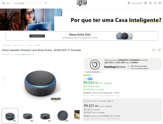 Smart Speaker da Amazon, modelo Echo Dot de 3ª Geração - R$ 224,10
