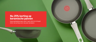 25% korting op keramische pannen bij Tefal