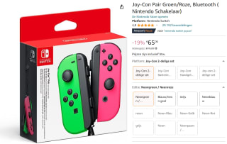 Joy-Con Neon Groen/Roze voor €65,06 bij Amazon.nl