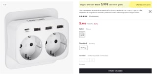 Enchufe de pared de la UE con 2 salidas de CA, 3 USB y 1 Tipo 5V 2.4A por 5,99€